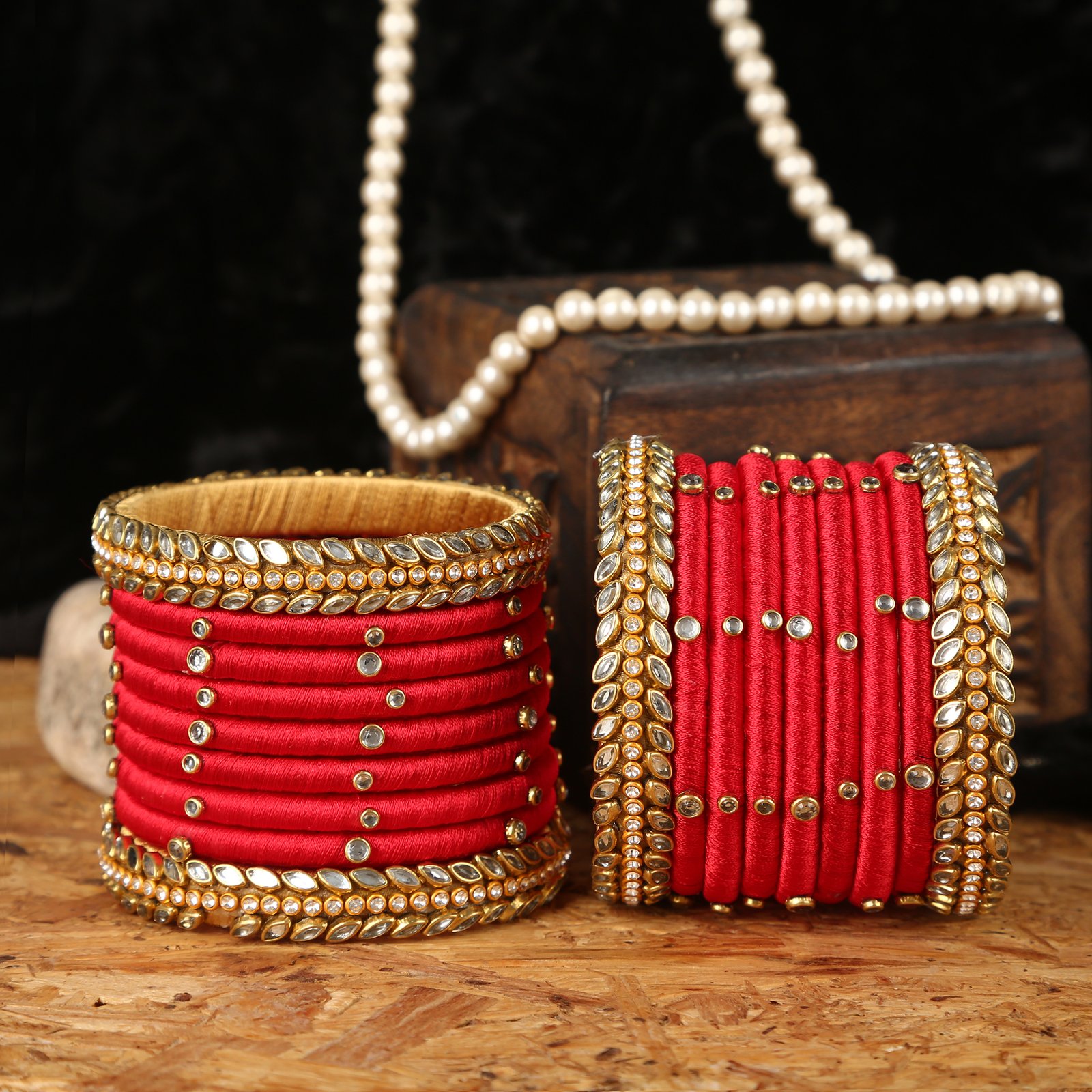 Red & Yellow Silk Thread Bangles