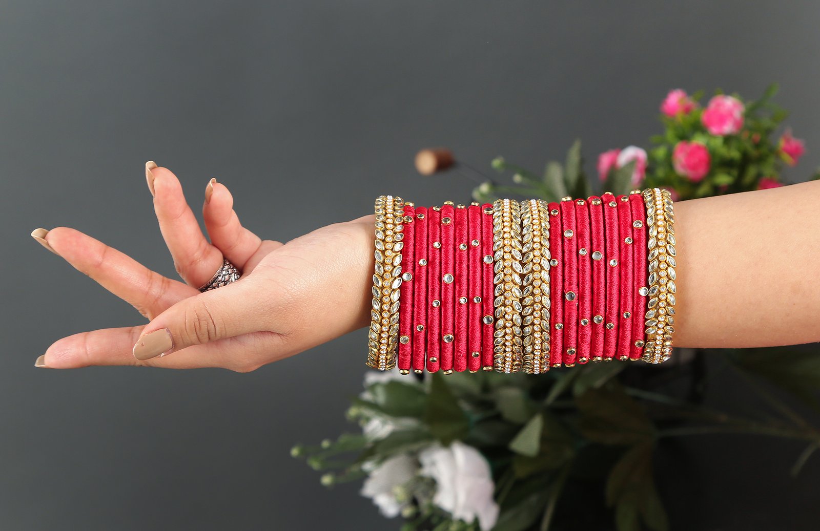 Red & Yellow Silk Thread Bangles