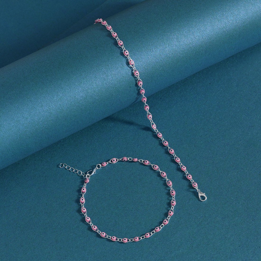Pink Color Meena Work Anklets